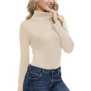 Satinior Long Sleeve Turtleneck Pale Yellow Size Medium